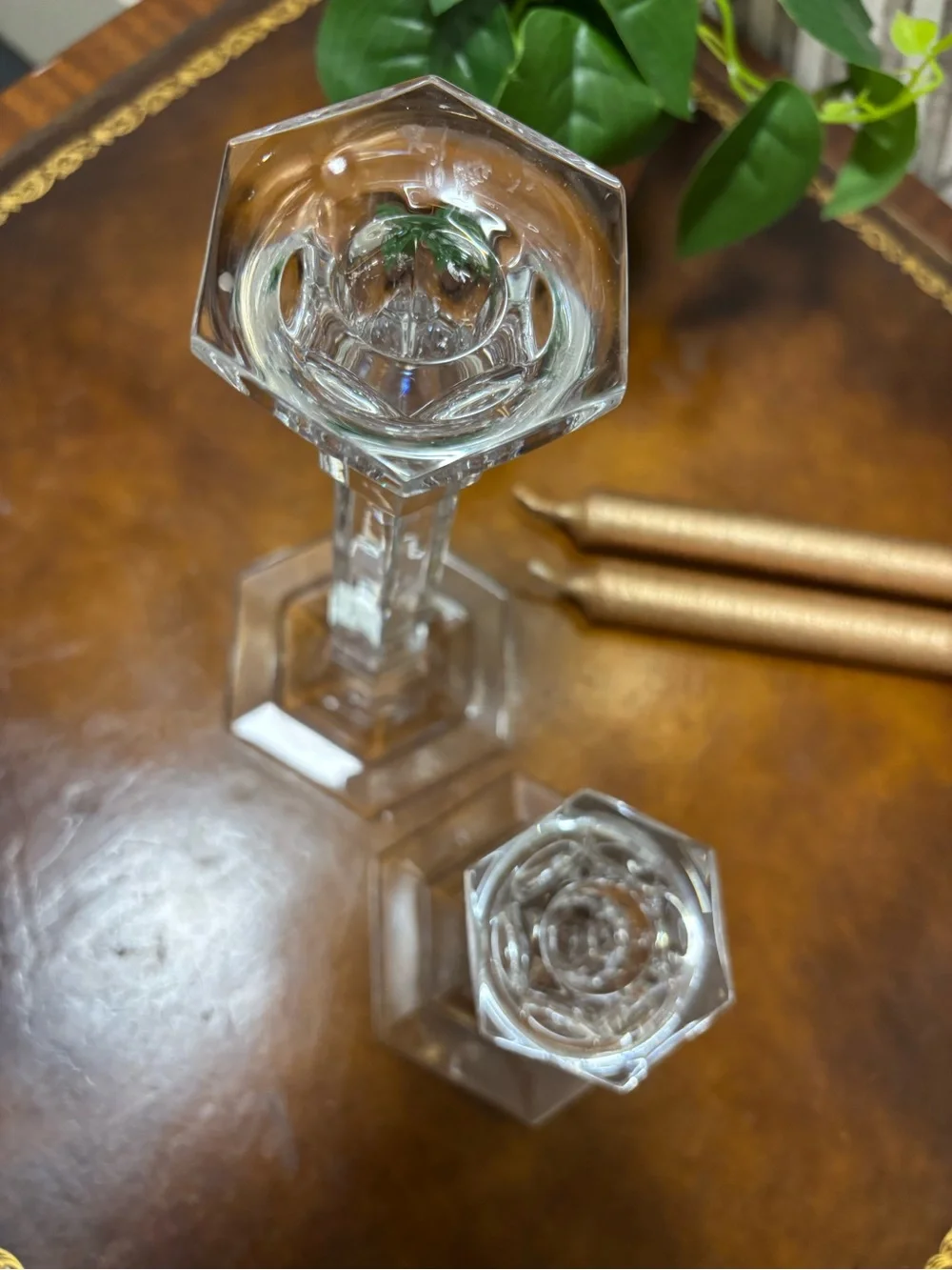 Two beautiful crystal glass Miller Rogaska candle sticks